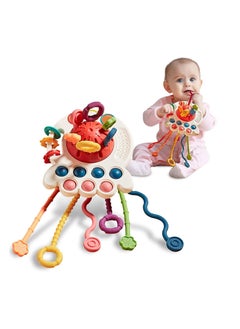 XICEN Pull String Toys for Baby Montessori Sensory Toys for Babies Silicone Pull String Activity Travel Toys Fine Motor Skills Toys  - Image 1
