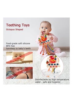 XICEN Pull String Toys for Baby Montessori Sensory Toys for Babies Silicone Pull String Activity Travel Toys Fine Motor Skills Toys  - Image 2