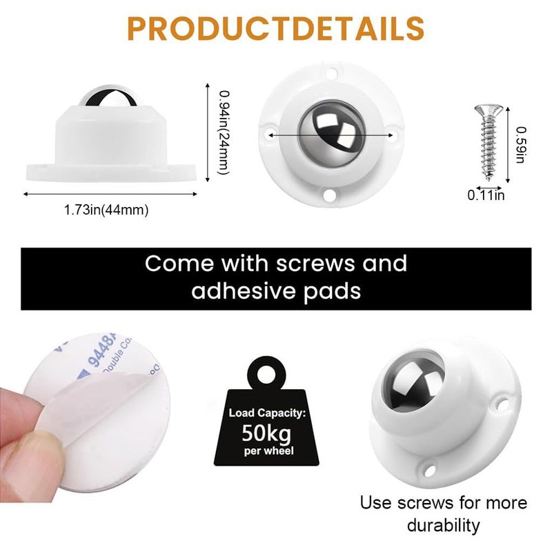 MGNLR Self Adhesive Caster Wheels Universal Wheels At The Bottom Of The Box Mini Roller Ball Transfer Bearing For Small Kitchen Appliances Swivel Caster Wheels For Furniture 4 Model 3 - Image 2