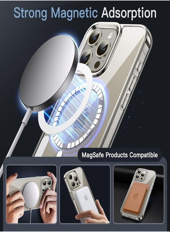 Generic - iPhone 15 Pro Max Magnetic Case, Compatible with MagSafe Wireless Charging, Anti-Scratch Bumper Cover (Clear), TPU - PC - Image 1