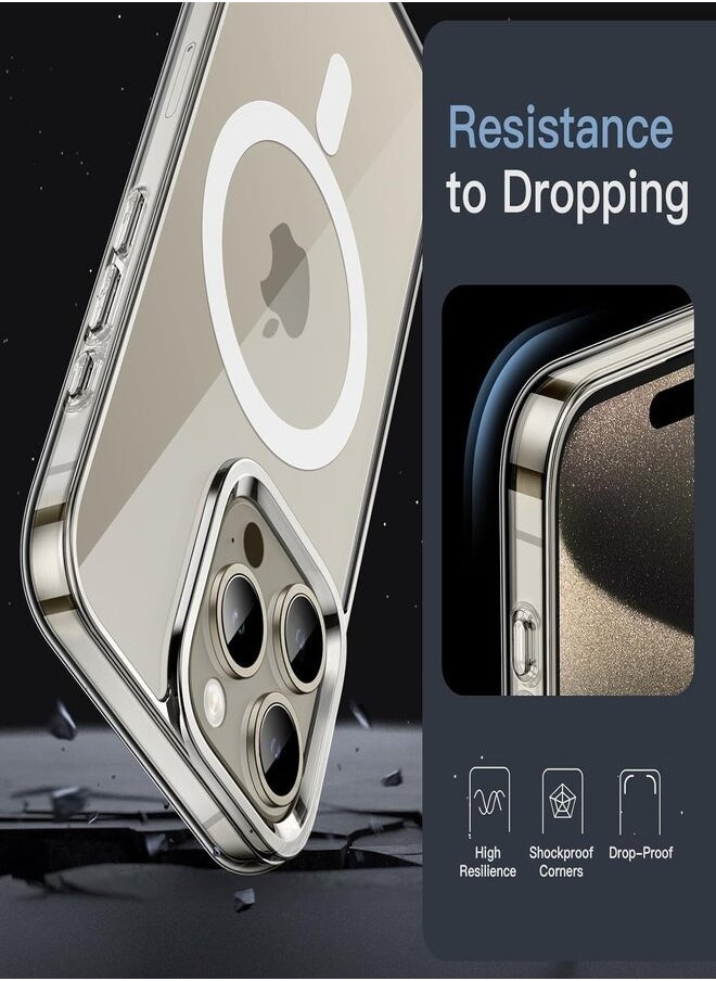 Generic - iPhone 15 Pro Max Magnetic Case, Compatible with MagSafe Wireless Charging, Anti-Scratch Bumper Cover (Clear), TPU - PC - Image 1