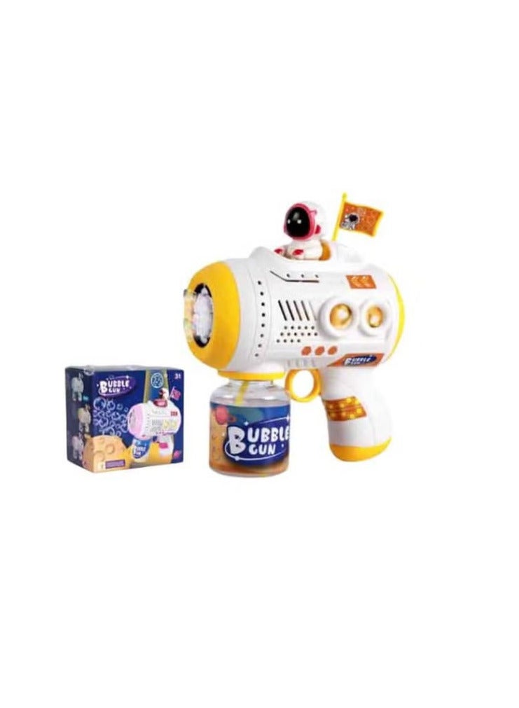 جهاز فقاعات للأطفال، آلة فقاعات مع 80 مل من محلول الفقاعات، أضواء، لعبة للأطفال للهواء الطلق (أصفر)