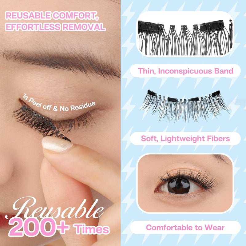CALAILIS Magnetic Eyelashes Natural Look Magnetic Lashes with Applicator Reusable Magnetic Eyelashes Kit without Eyeliner No Glue Needed Magnetic False Eyelashes for All Day Comfort YC01 - Image 3