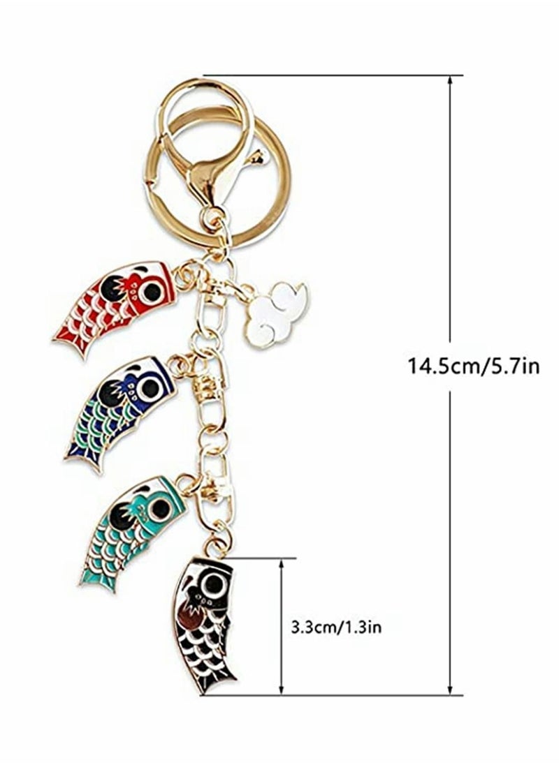Y&D - Keychains, Four Koinobori Keychain Japanese Koi Fish Keychains Key Ring Bag Hanging Pendant Cute Decoration for Car Home Women Keys Handbag Purse, 1 Pcs - Image 1