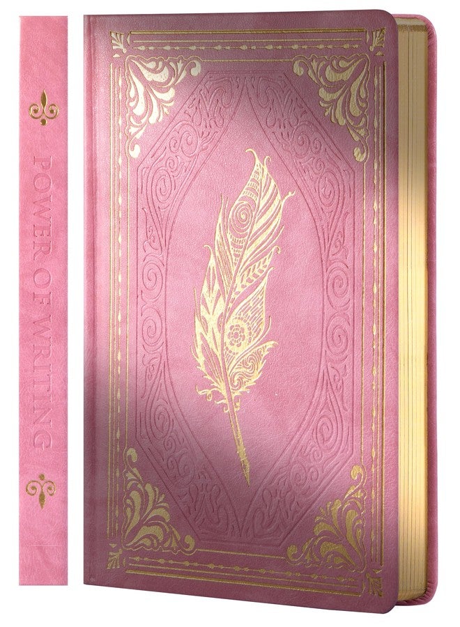 CAGIE 320 Pages Thick Hardcover Journaling Notebooks Vintage Leather Journal for Women Men A5 College Ruled Journals for Writing with Gift Box, 5.7 x 8.3 in, Pink - Image 1