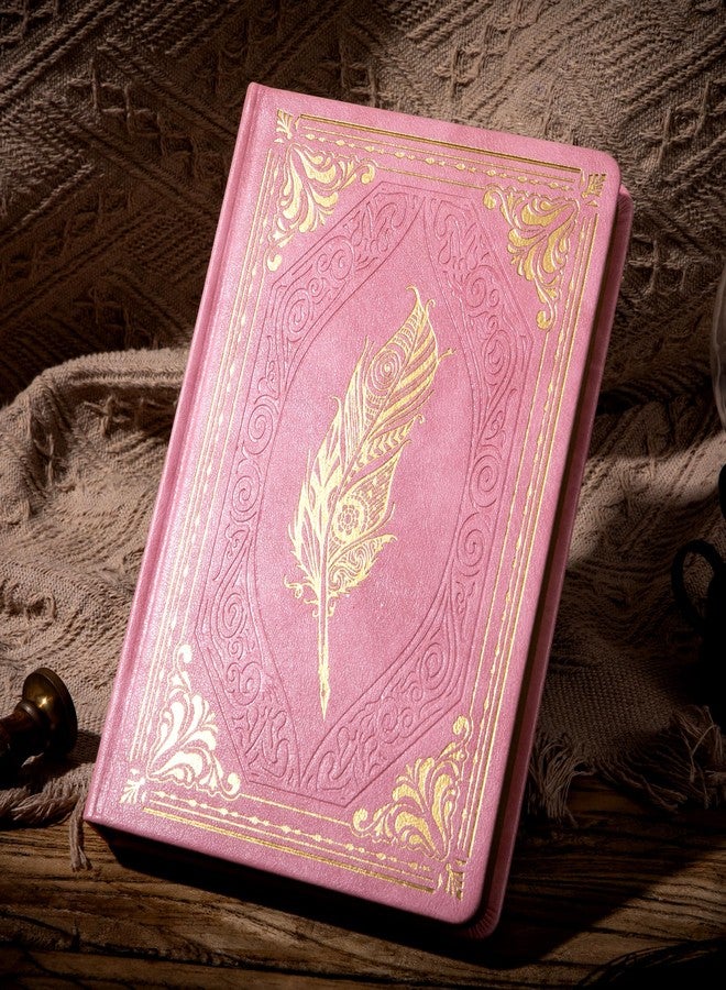 CAGIE 320 Pages Thick Hardcover Journaling Notebooks Vintage Leather Journal for Women Men A5 College Ruled Journals for Writing with Gift Box, 5.7 x 8.3 in, Pink - Image 2