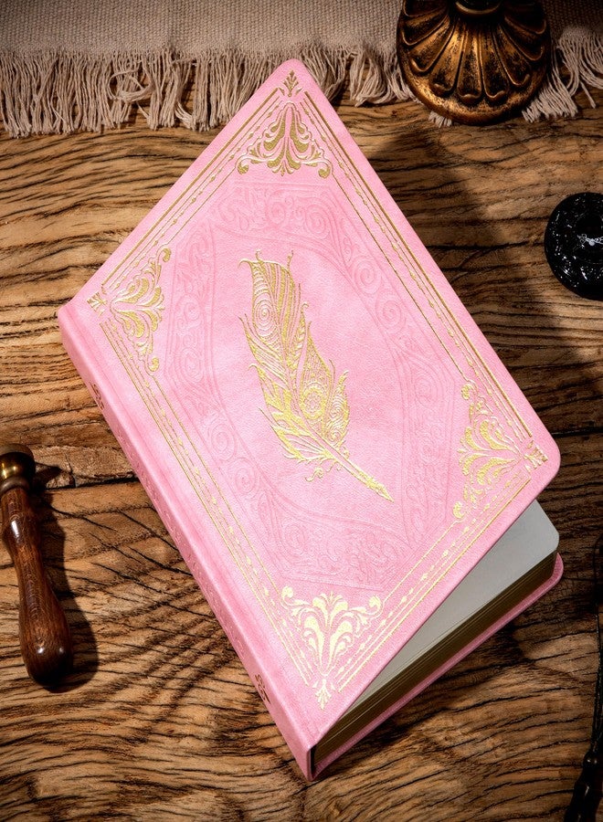 CAGIE 320 Pages Thick Hardcover Journaling Notebooks Vintage Leather Journal for Women Men A5 College Ruled Journals for Writing with Gift Box, 5.7 x 8.3 in, Pink - Image 4