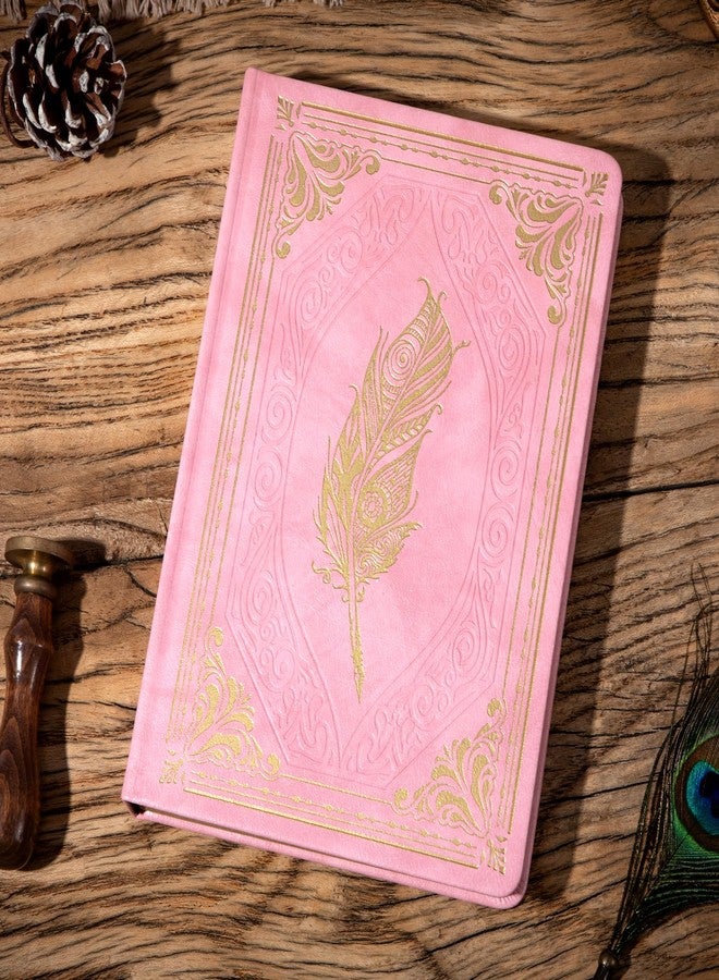 CAGIE 320 Pages Thick Hardcover Journaling Notebooks Vintage Leather Journal for Women Men A5 College Ruled Journals for Writing with Gift Box, 5.7 x 8.3 in, Pink - Image 5