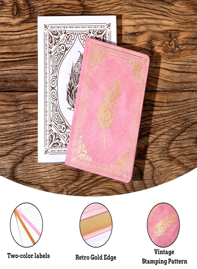 CAGIE 320 Pages Thick Hardcover Journaling Notebooks Vintage Leather Journal for Women Men A5 College Ruled Journals for Writing with Gift Box, 5.7 x 8.3 in, Pink - Image 3