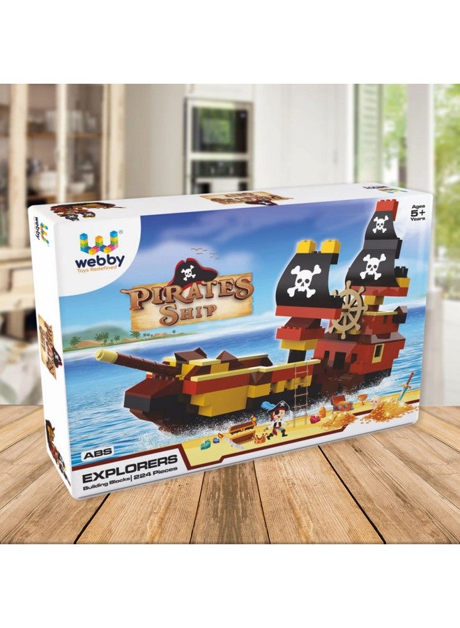 Webby Pirates Ship ABS Building Blocks Kit | Colourful Bricks and Blocks Adventure Play Set | Fun Creative Toy Set for 5+ Year Kids (224 Pcs) - Image 5