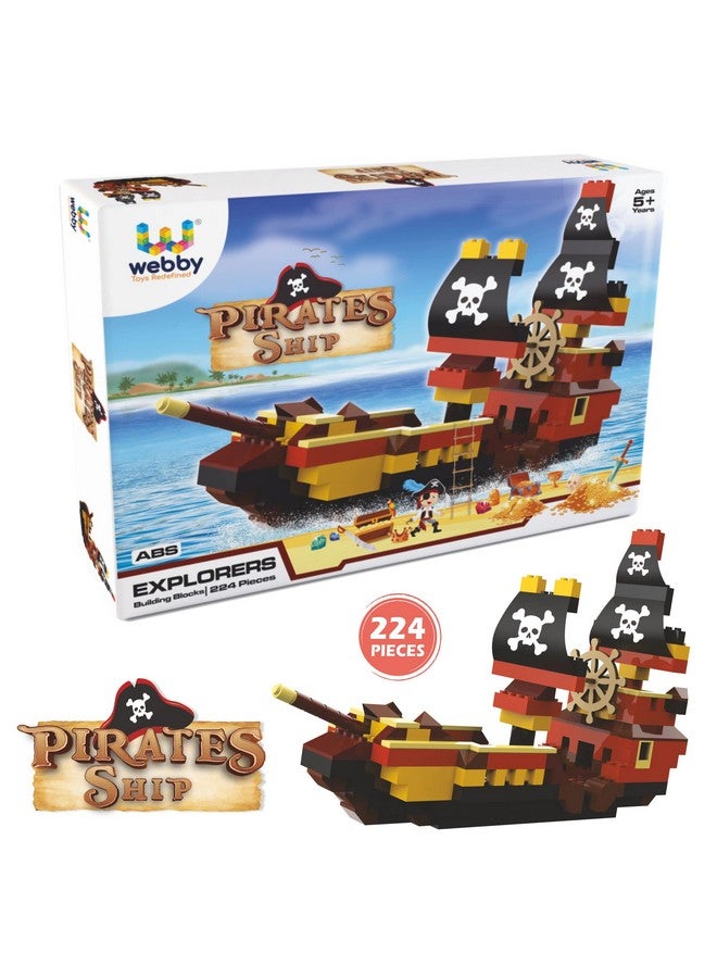 Webby Pirates Ship ABS Building Blocks Kit | Colourful Bricks and Blocks Adventure Play Set | Fun Creative Toy Set for 5+ Year Kids (224 Pcs) - Image 1