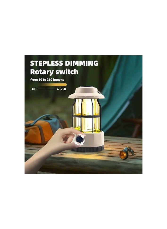 erorex LED Camping Light, Waterproof Battery Powered Rechargeable Outdoor Camping Lantern with Stepless Dimming,250LM Portable Outdoor Light Table Night Lamp for Power Outages,Tent,Party,Emergency  - Image 3