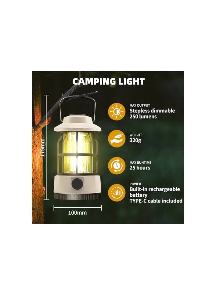 erorex LED Camping Light, Waterproof Battery Powered Rechargeable Outdoor Camping Lantern with Stepless Dimming,250LM Portable Outdoor Light Table Night Lamp for Power Outages,Tent,Party,Emergency  - Image 4