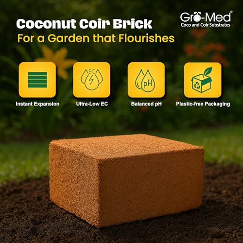GROMED Gro-Med Coco Coir Brick 10 lbs – Expands to 80 Quarts – NPK Enriched Organic Coconut Coir – Potting Soil for Indoor Outdoor Plants, Seed Starter, Vegetables, Mushrooms, Gardening Use - Image 2