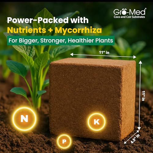 GROMED Gro-Med Coco Coir Brick 10 lbs – Expands to 80 Quarts – NPK Enriched Organic Coconut Coir – Potting Soil for Indoor Outdoor Plants, Seed Starter, Vegetables, Mushrooms, Gardening Use - Image 3