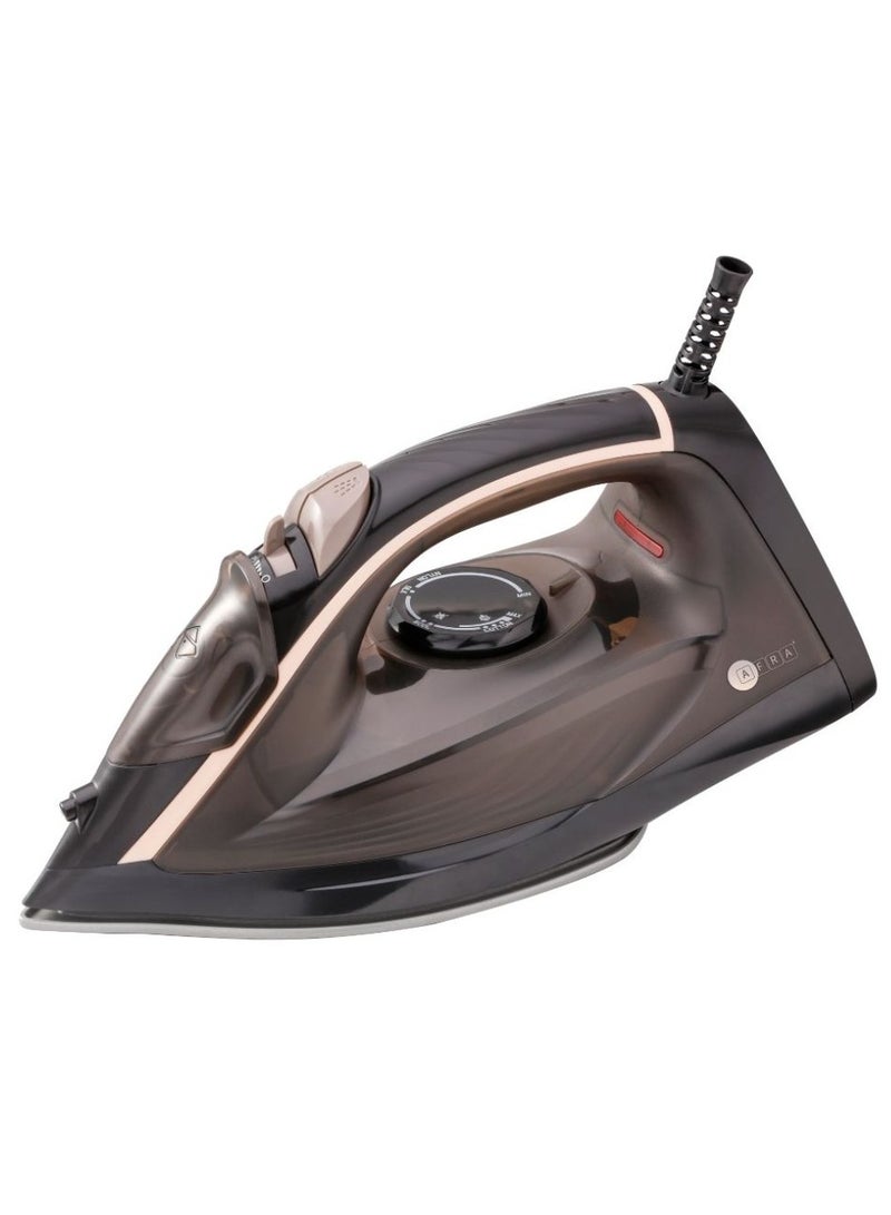 عفرا مكواة بخار AFRA، 350 مل، أسود وذهبي، قاعدة مطلية بالسيراميك، بخار عمودي، معتمدة من ESMA AF-2600IRBG، ضمان لمدة عامين. - Image 2