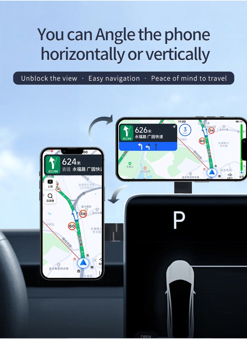 KASTWAVE - Hover Screen Car Magnetic Suction Bracket, Invisible Folding Center Console Navigation Phone Bracket Screen 360 Degrees Rotatable Strong Fixed Bracket - Image 1
