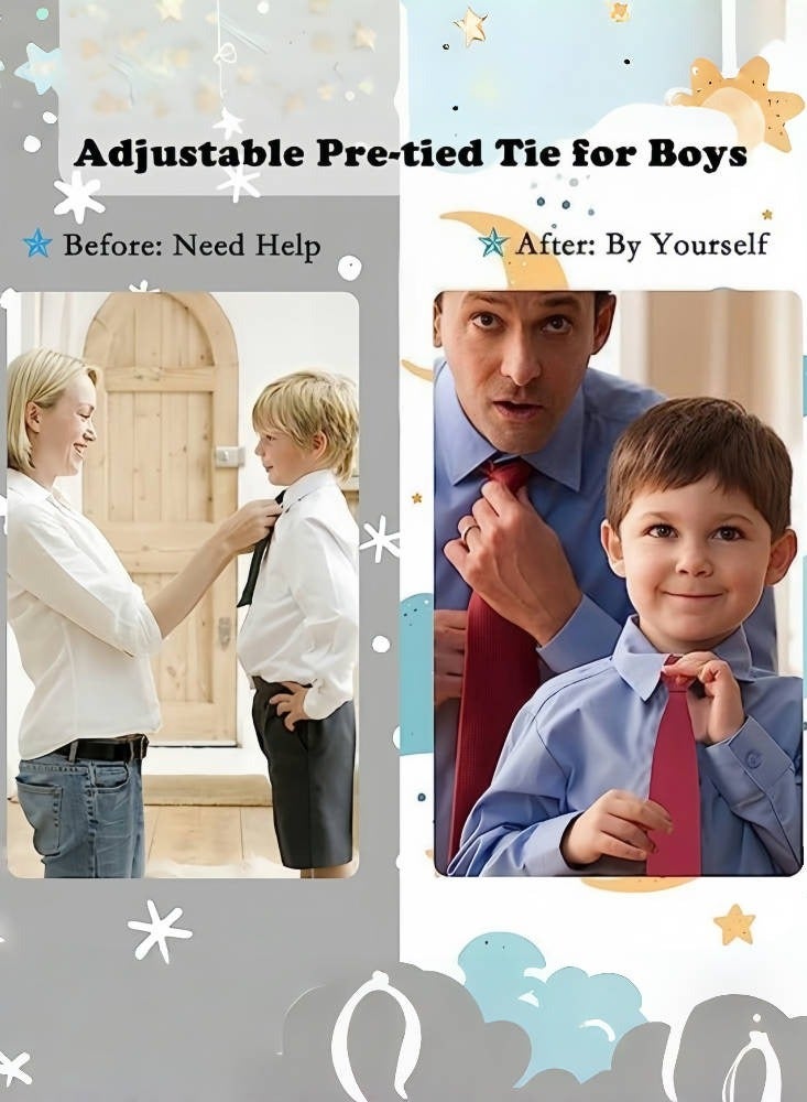 Boys and Girls/Kids School Tie, Pre-Tie Adjustable Tie Boy Tie for Graduation, Uniform, Party, School Uniforms, Weddings, Birthdays (5-12 years old) - Image 3