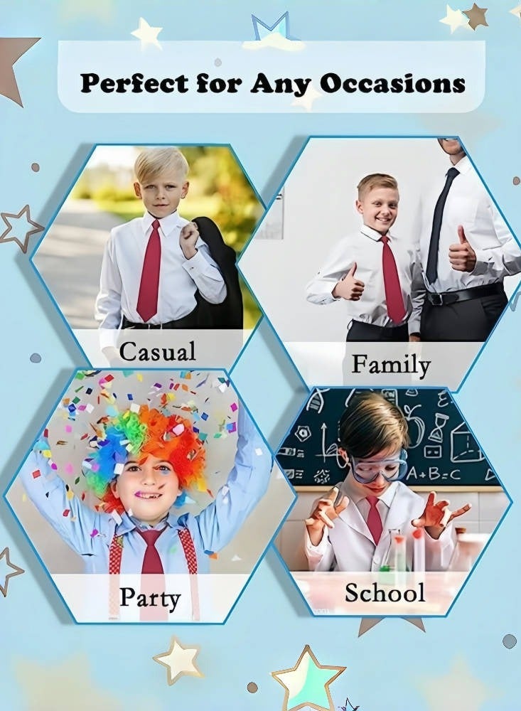 Boys and Girls/Kids School Tie, Pre-Tie Adjustable Tie Boy Tie for Graduation, Uniform, Party, School Uniforms, Weddings, Birthdays (5-12 years old) - Image 2