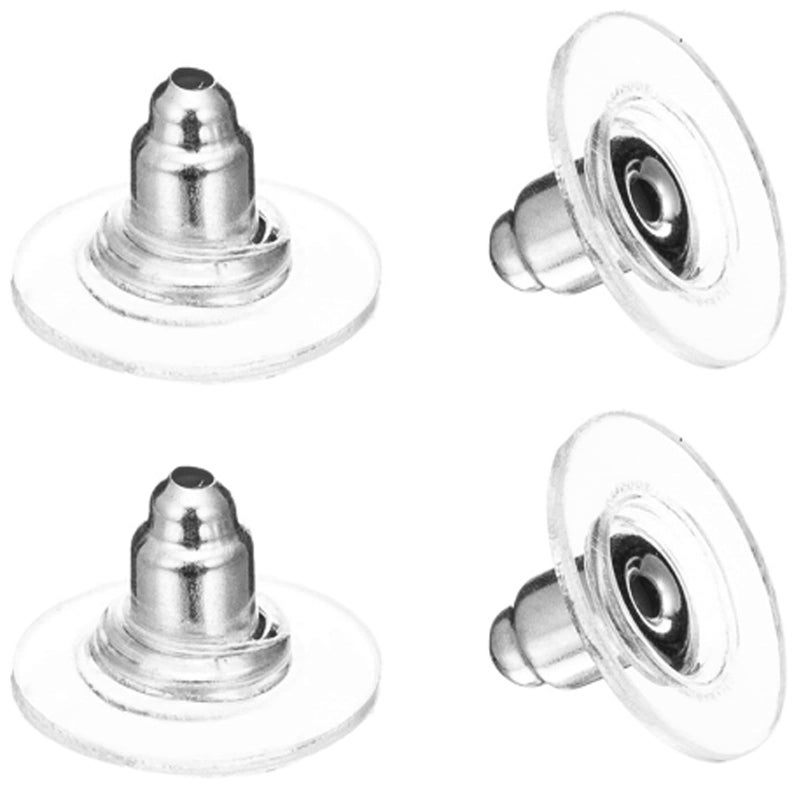 DSOMHZ Silver Earring Backs,Earring Backs Replacements for Droopy Ears/Studs/Heavy Earring,100pcs Earring Lifters Bullet Clutch (Silver) - Image 1