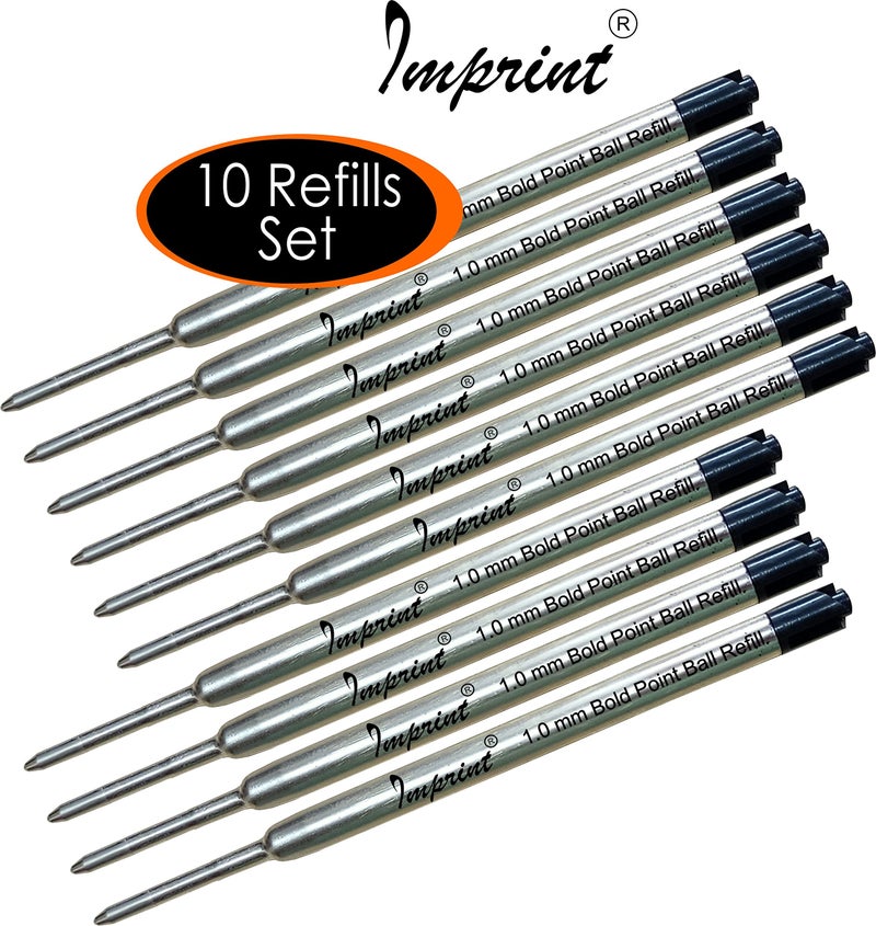 IMPRINT Black Ink Bold Metal Body Jotter Refills Pack of 10 Smooth Flow 1.0 mm Smooth Flow - Image 2
