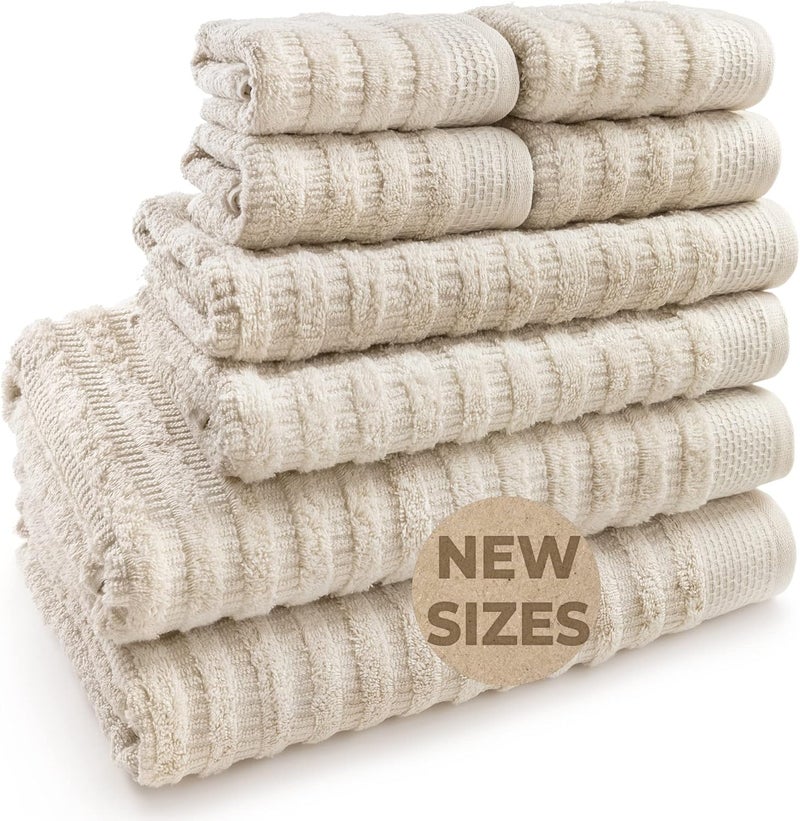 Softerry Pure Organic Cotton Bath Towel Set 100 Soft Cotton Extra Absorbent and Durable 500 GSM Quick Dry Luxury Hotel Spa Quality Fade Resistant Eco Friendly Natural Set of 8 - Image 1