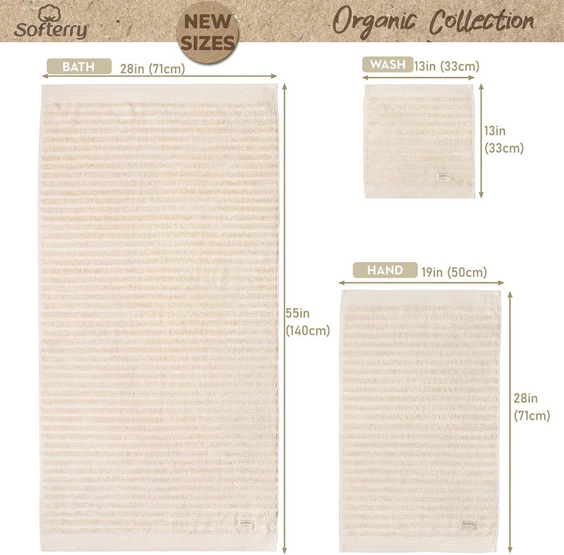 Softerry Pure Organic Cotton Bath Towel Set 100 Soft Cotton Extra Absorbent and Durable 500 GSM Quick Dry Luxury Hotel Spa Quality Fade Resistant Eco Friendly Natural Set of 8 - Image 2