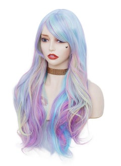 Rugelyss Rugelyss Rainbow Colorful Wigs for Women 26 Inches Long Wavy Fashion Synthetic Full Head Hair Wig with Bangs for Cosplay or Party  - Image 4