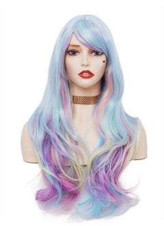 Rugelyss Rugelyss Rainbow Colorful Wigs for Women 26 Inches Long Wavy Fashion Synthetic Full Head Hair Wig with Bangs for Cosplay or Party  - Image 3