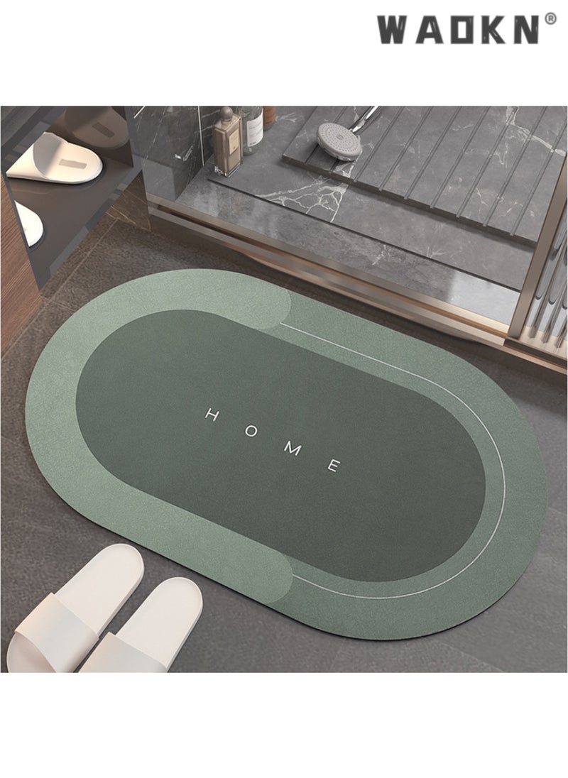 WAOKN - Diatom Round Bathroom Mat,Door Mat Outside Bathroom, Quick Drying, Super Absorbent, Easy Cleaning,Floor Mat, Door Mat,Used for Bathroom, Toilet, Kitchen Entrance(40 X 60 Cm) - Image 1