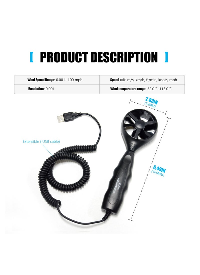 HoldPeak - HVAC Anemometer HOLDPEAK 846A Handheld CFM Anemometer Measures Wind Speed Air Flow Wind Temperature with Backlight Max/Min/Avg Data Logger and Carry Case - Image 1