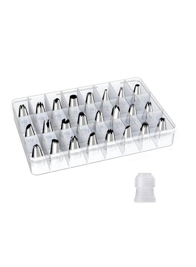 24-piece Stainless Steel Cake Decorating Tips Set Boxed Icing Piping Nozzles For Baking Pastry Making-Specifications:24 Headband Laser No. Boxed - Image 1