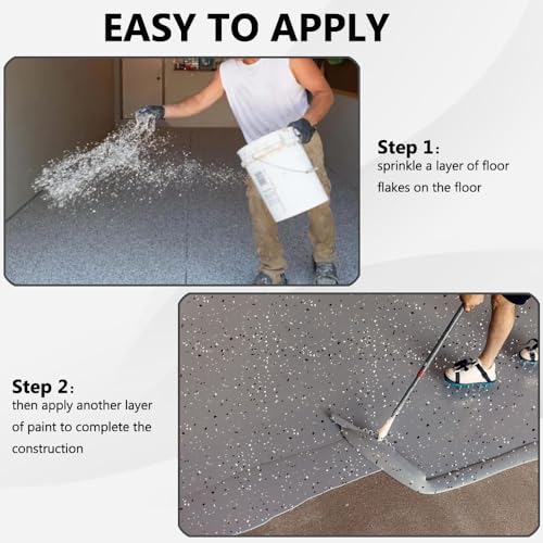 Fnuiddt 1LB Epoxy Floor Flakes Blend Decorative Color Chips Garage Paint Flakes Concrete Floor Coatings Kits for Garage Floors Wall Interior and Exterior House Paint（Black, White, Light Gray） - Image 5