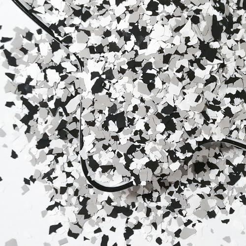 Fnuiddt 1LB Epoxy Floor Flakes Blend Decorative Color Chips Garage Paint Flakes Concrete Floor Coatings Kits for Garage Floors Wall Interior and Exterior House Paint（Black, White, Light Gray） - Image 1