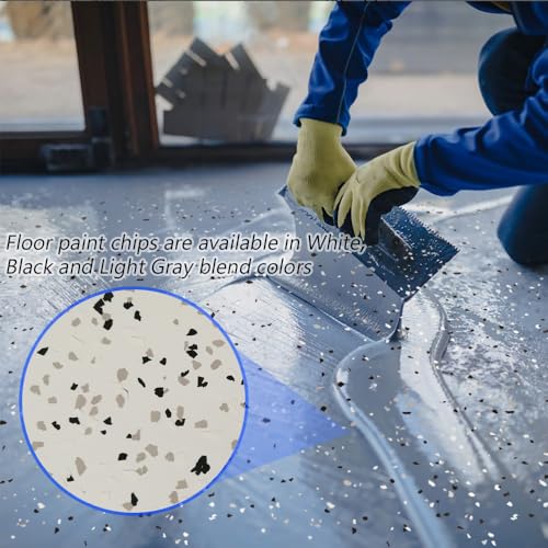 Fnuiddt 1LB Epoxy Floor Flakes Blend Decorative Color Chips Garage Paint Flakes Concrete Floor Coatings Kits for Garage Floors Wall Interior and Exterior House Paint（Black, White, Light Gray） - Image 4