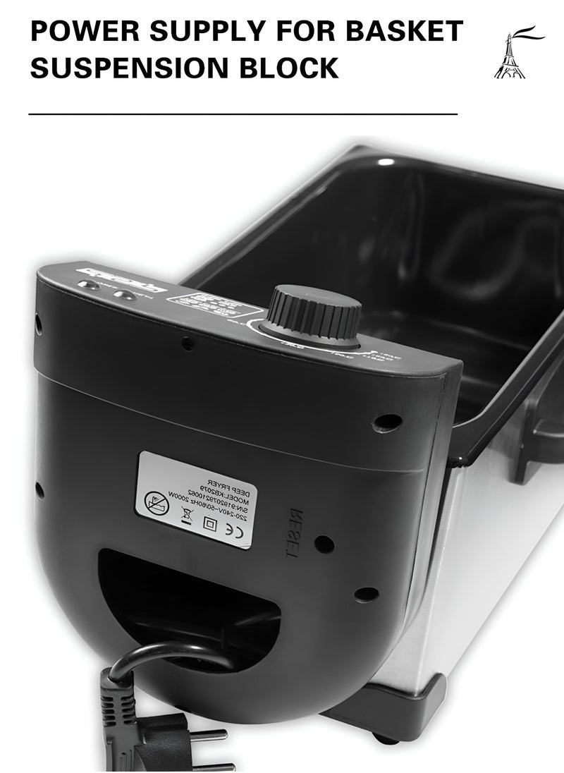 DSP - Electric Immersion Deep Fryer Removable Basket Adjustable Temperature Lid with Viewing Window Stainless Steel 3.5L 2000 Watt - Image 1