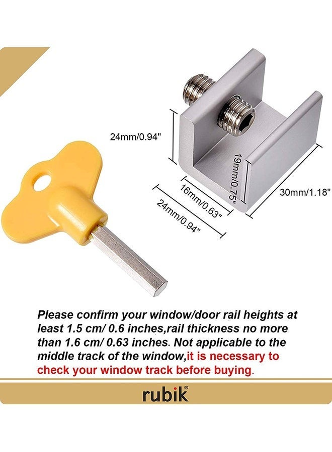 Pack Of 4 Sliding Window Lock With Security Lock Silver/Yellow 1.18 x 0.94 x 0.9inch - Image 2