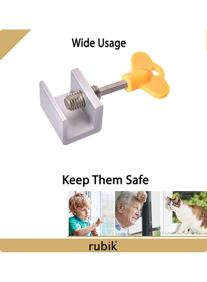 Pack Of 4 Sliding Window Lock With Security Lock Silver/Yellow 1.18 x 0.94 x 0.9inch - Image 4