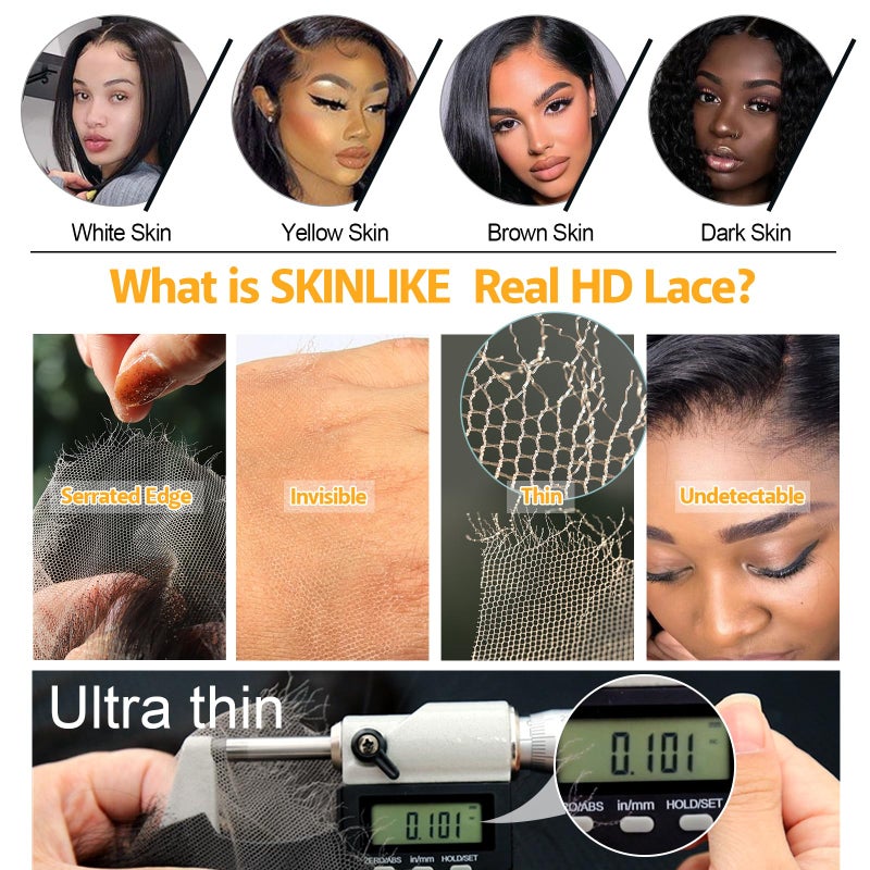 BEEOS 13x4 Skinlike Real HD Lace Frontal Only, 0.10mm Ultra-thin Invisible HD Lace Pre-plucked Vivid Hairline Straight Human Hair Frontal Piece 12 Inch - Image 5