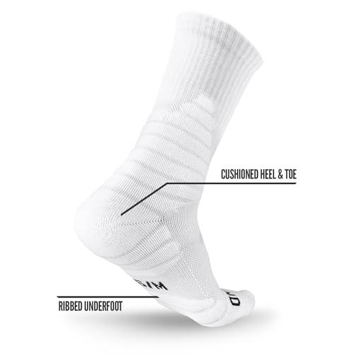 NXT NXTRND 3 Pairs Nxtrnd Crew Socks for Men & Boys, Padded Basketball & Football Socks (White, L/XL) - Image 4