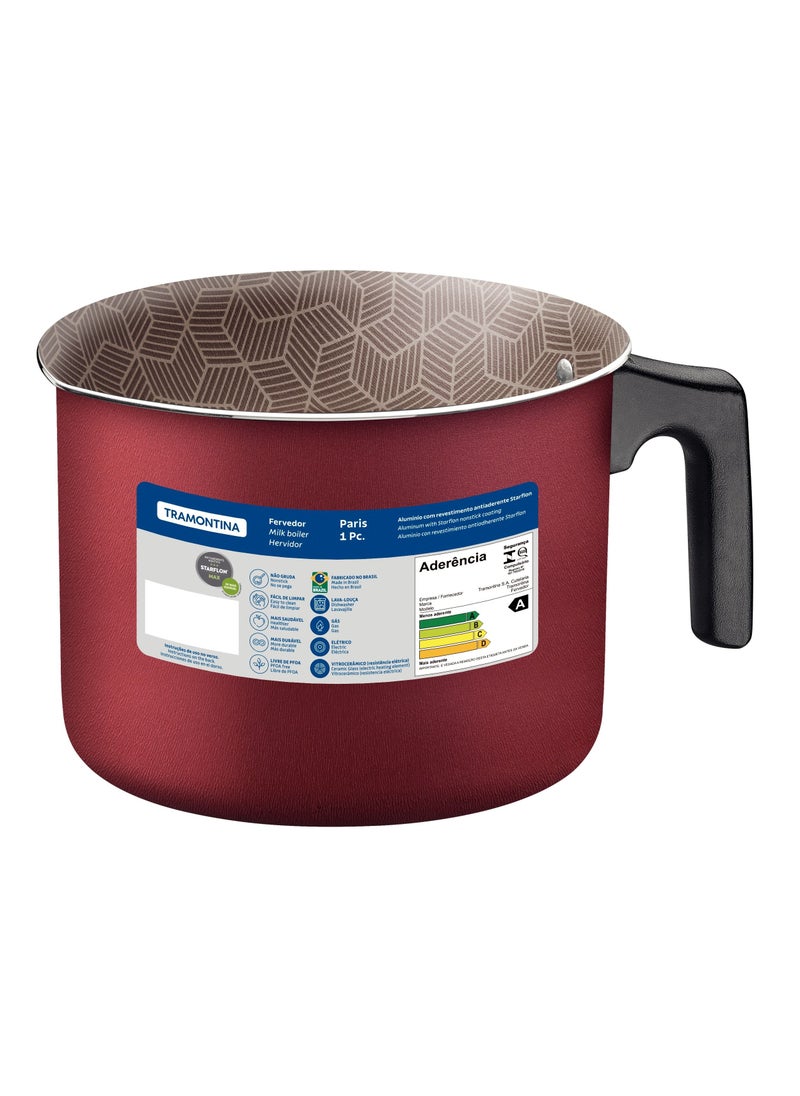 TRAMONTINA Since 1911,Made in Brazil- Paris 16cm 2.7L Red Aluminum Multipurpose Boiler with Interior and Exterior Starflon Max Red PFOA Free Nonstick Coating  - Image 3