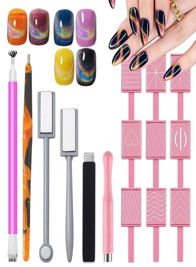 SILPECWEE 15pcs Cat Eye Magnet for Nails Gel Nail Polish Magnet Wand Cat Eye Magnetic Nail Polish Gel Nail Tools Multifunctional Nail Magnets for Nail Art Decoration Nails Salon - Image 1