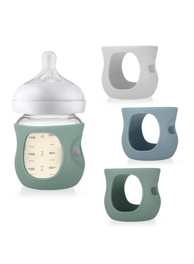 Juome Silicone Sleeves for Avent Natural Glass Baby Bottle - 3 Pack Anti Breakage Baby Bottles Holder, Compatible with Philips Avent Anti Colic Baby Bottles 4 oz - Image 1