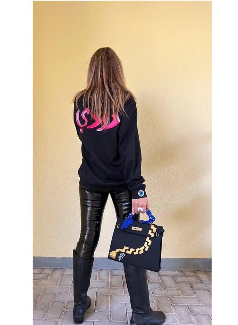 نور ب آرت  هودي برقبة دائرية مطلي يدويًا - Image 2