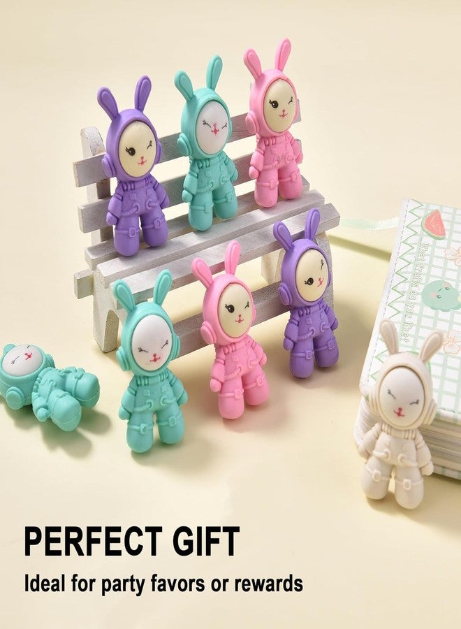 iSAA Store 12-Piece 3D Bunny Space Astronaut Design Rubber Pencil Erasers for Kids, Birthday Return Gifts, School Stationery for Boys and Girls (12) - Image 3
