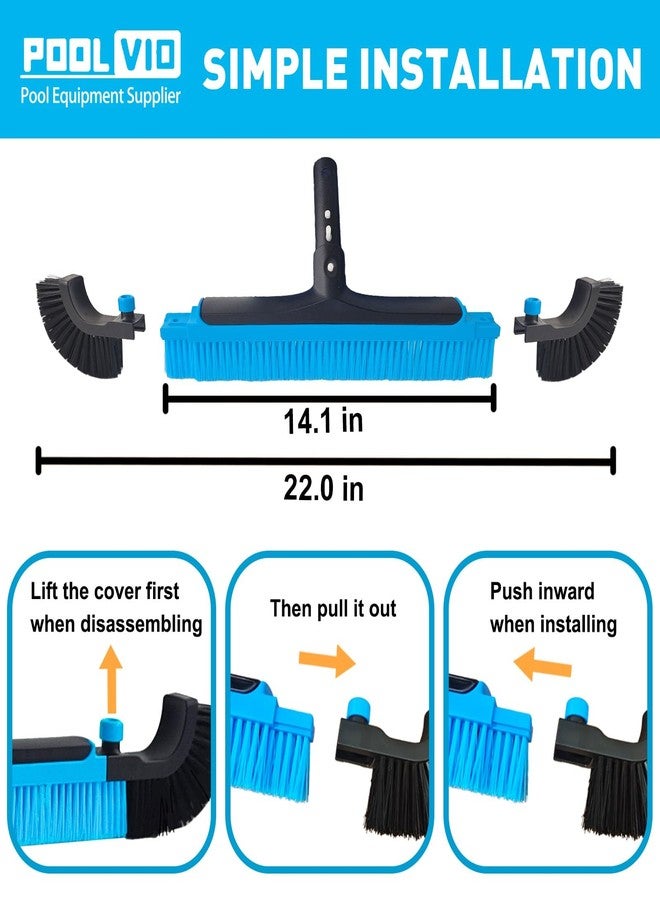 Poolvio 22" Extra-Wide Pool Brush Head, Heavy-Duty Pool Scrubber Brush with Detachable Corner Brush & Strong Nylon Bristles for Walls & Floors in Above-Ground and Inground Pools (Blue) - Image 4