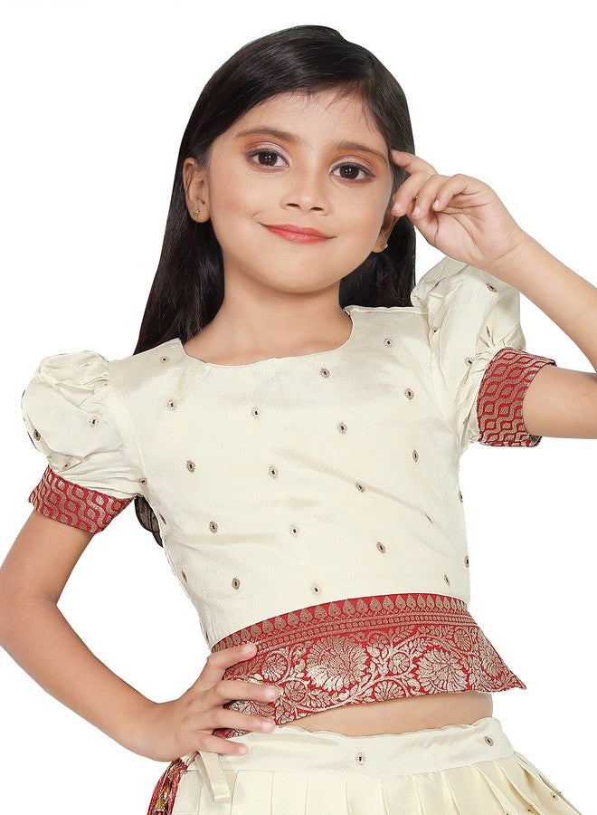 comrate كومرات فستان بناتي للأطفال باللونين الأحمر والأبيض مع شولي باتو بافاداي (9-10 سنوات) - Image 2