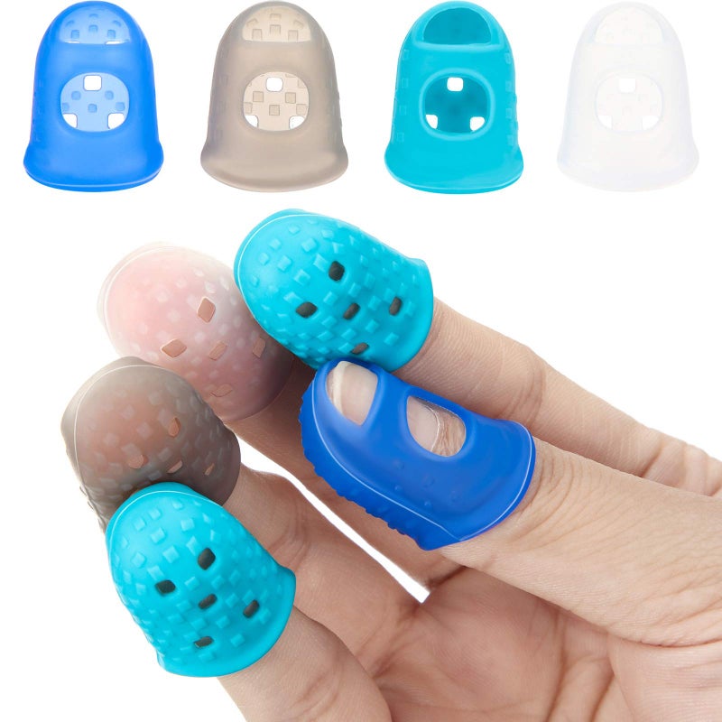 Outus 24 Pieces Rubber Fingers Tips Guard with 3 Sizes SML Finger Protector Covers Caps for Paperwork Cutting Wax Carving Guitar Playing and Office Supplies Tasks 