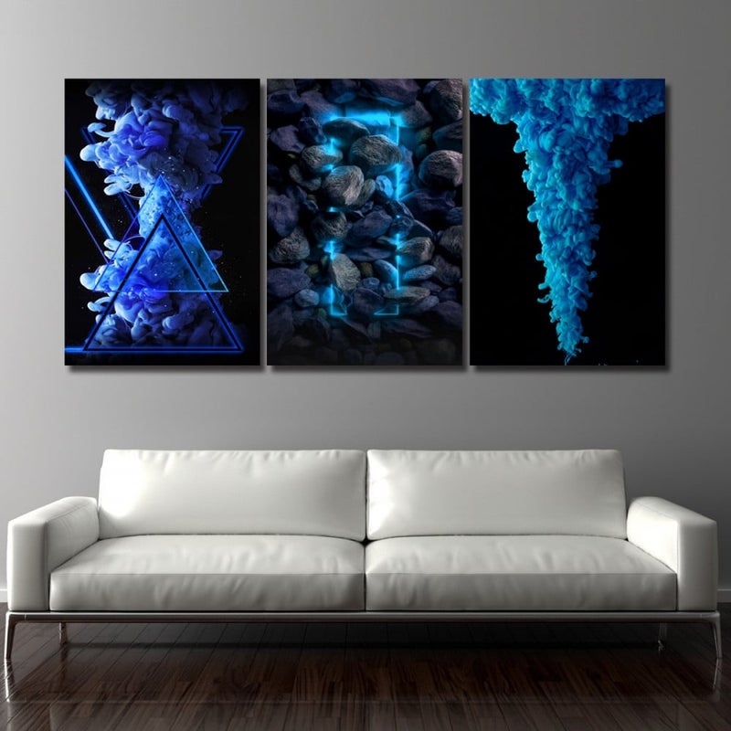 ماركتنا ثلاث لوحات قماشية بتصميم مودرن مع برواز مجوف مقاس (150×70) ثلاث قطع - Image 1