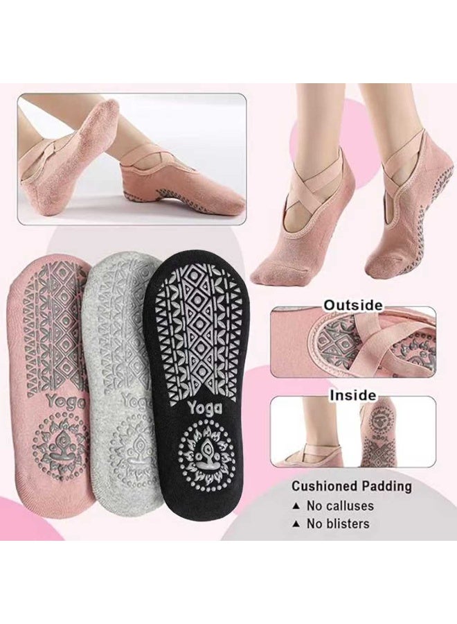 3 Pairs Anti-Skid Breathable Fitness Pilates Yoga Socks Ballet Dance Socks Barefoot Workout Socks - Image 3